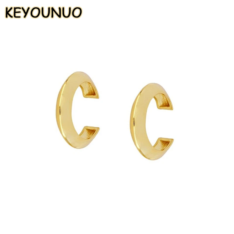 

KEYOUNUO Classic Gold Plated Cuff Earrings For Women Fake Piercing Smooth Clip Earrings Fashion Party Wedding Jewelry Wholesale