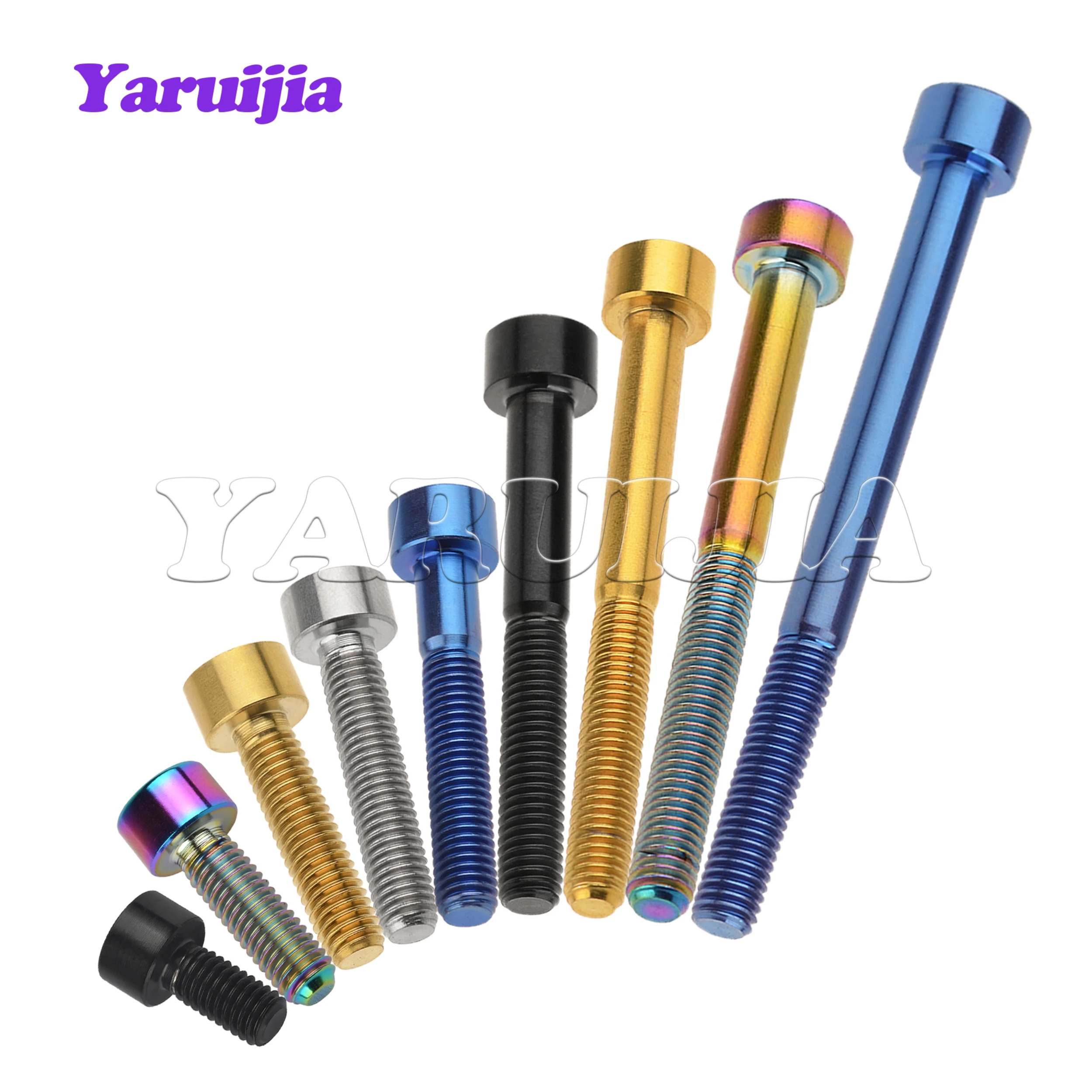 Yaruijia 티타늄 볼트 M5/M6x10/12/15/16/18/20/23/25/30/35/40/45/50/55/60/65mm 자전거 줄기 시트 포스트 자전거 부품 용 알렌 키