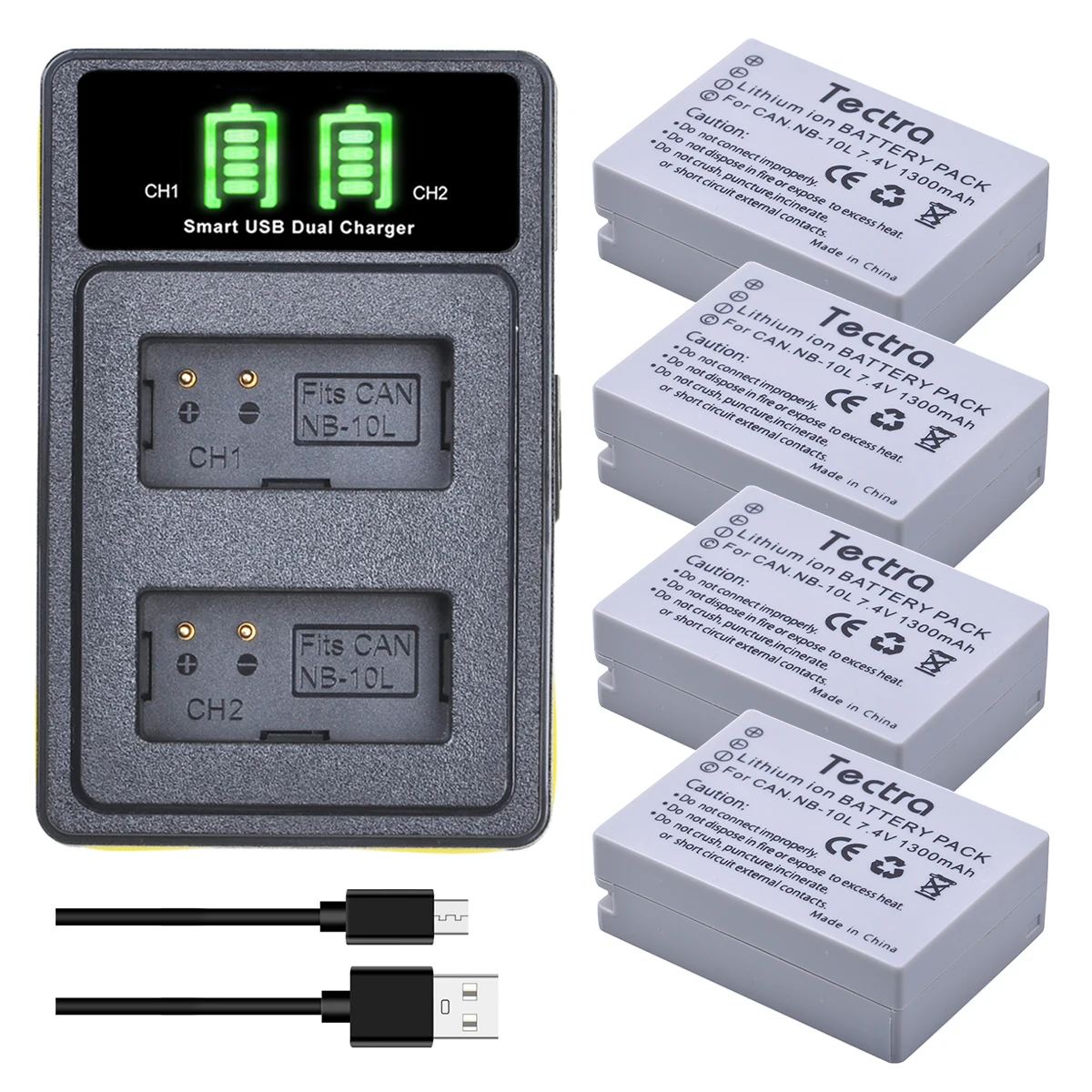 Batteria 1300Mah Nb-10L Nb10L + Caricatore Doppio Led Per Canon Powershot G1 X, G3 X, G15, G16, Sx40 Hs, Sx50 Hs, Sx60 Hs
