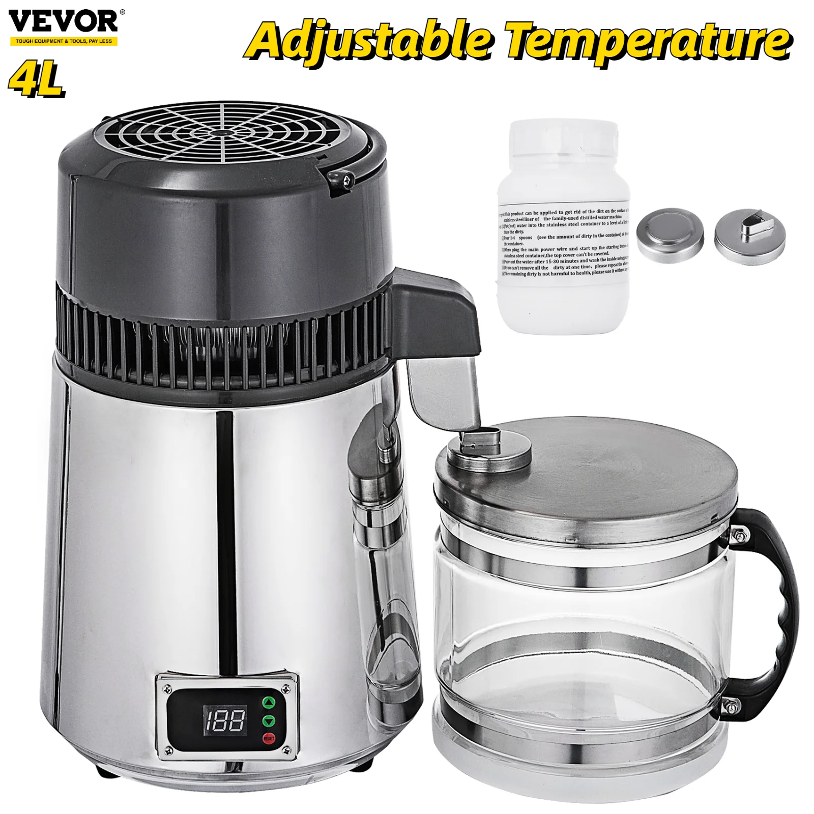 VEVOR 4L Pure Water Distiller Dental Distilled Water Filter Electric