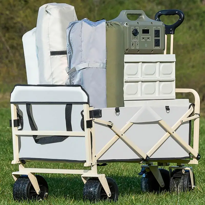 Camping Carts Portable Folding Cart Large Capacity Trolley Multifunction Cart Folding Wagons Outdoor Camp Trailer Light Handcart