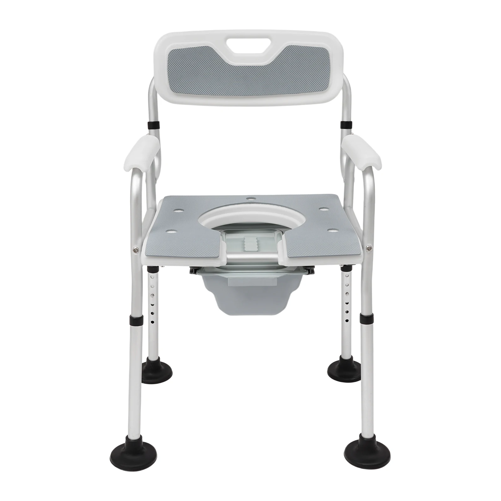 Höhenverstellbarer Duschstuhl für Senioren, Nachttisch-Toilettenstuhl mit Armlehnen und Rückenlehne, Toiletten- und Duschstühle, Toilettenstuhl – Detail 33