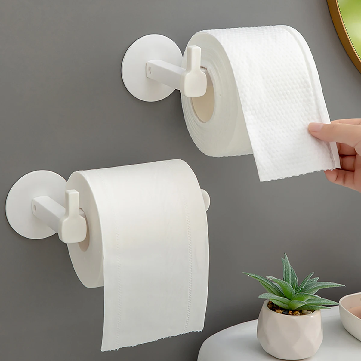 WORTHBUY 일회용 페이셜 타월 변기 티슈용 롤 페이퍼 거치대, 확장 가능한 플라스틱 욕실 선반, 벽걸이 보관 랙
