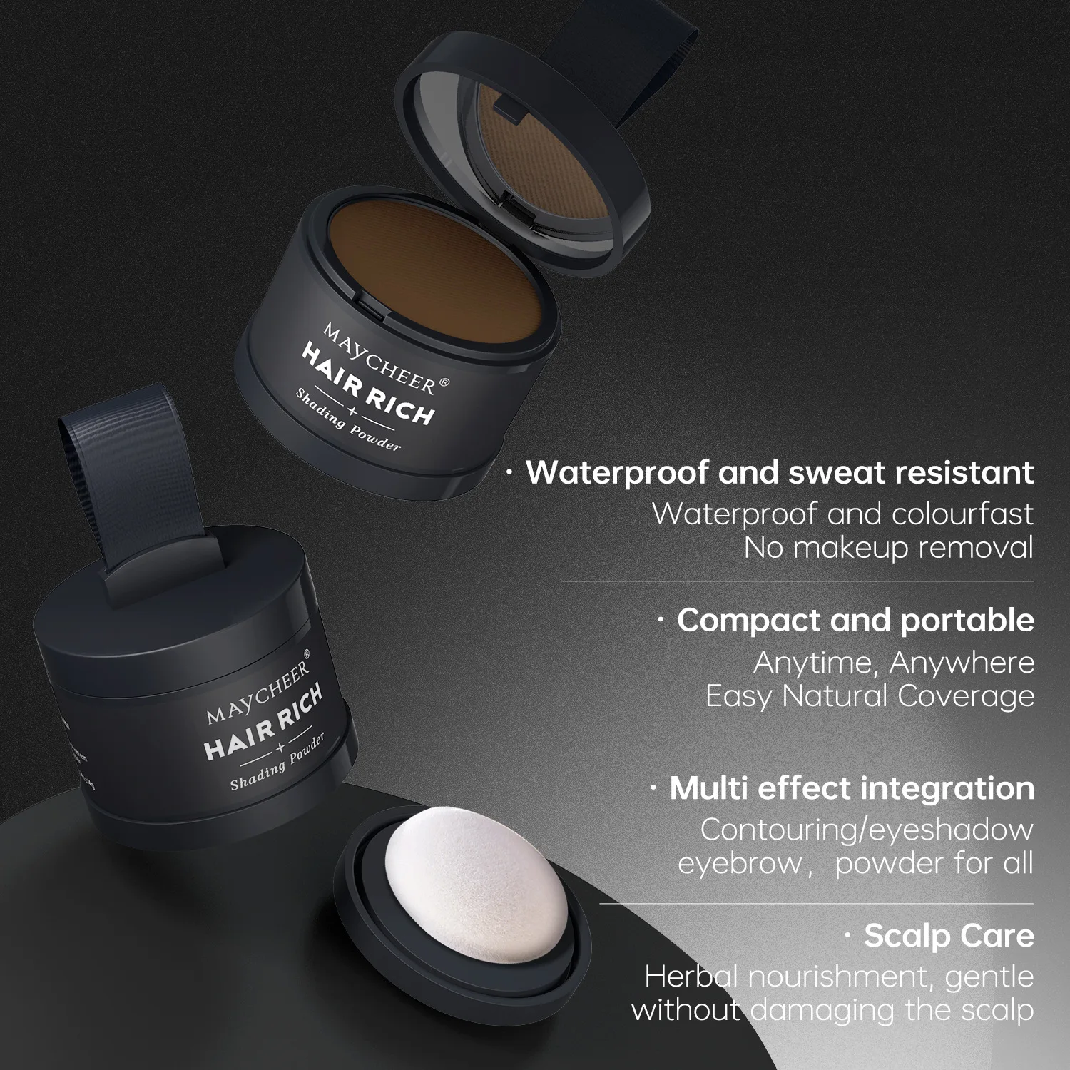 MAYCHEER Hair Shadow Powder Waterproof Hair Line Edge Control Powder Line Shadow Root Cover Up Makeup Concealer