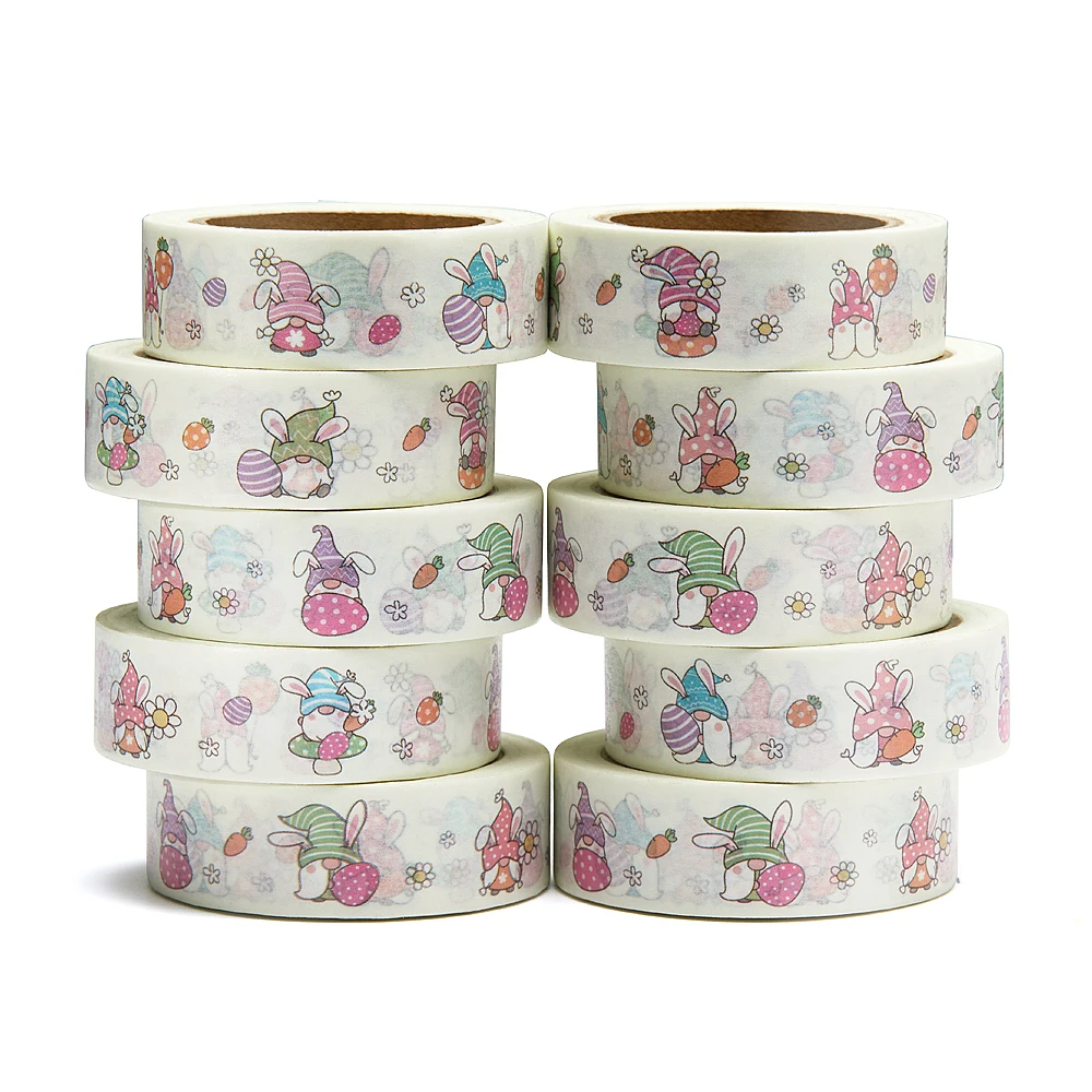 

NEW 10pcs/Lot 15mm x 10m Gnomes with Eggs Easter Cartoon Washi Tape Scrapbook Paper Masking Adhesive Washi Tape Stationery