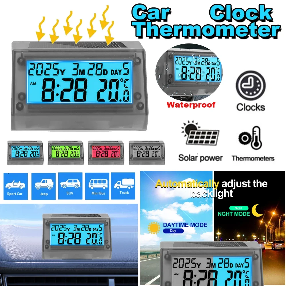 Solar Power Car Digital Clock