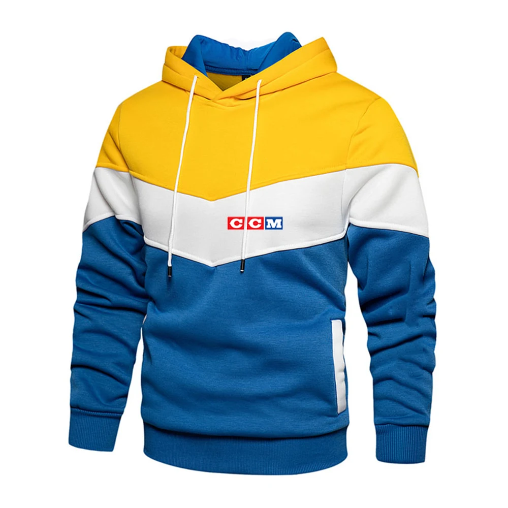 CCM 2023 men's hoodie printed patchwork tricolor pullover casual and comfortable sports hooded street men's sweatshirt