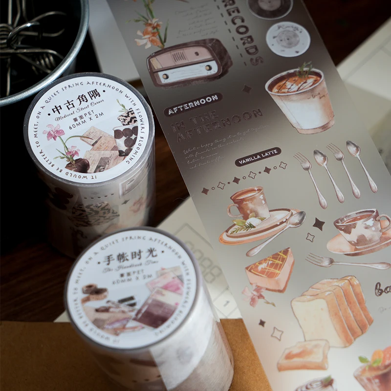 Yoofun 6x200cm INS Style Masking Tape Coffe Brunch Bread Cafe Decorative Stickers Diy Label for Journal Scrapbooking Diary Album 5
