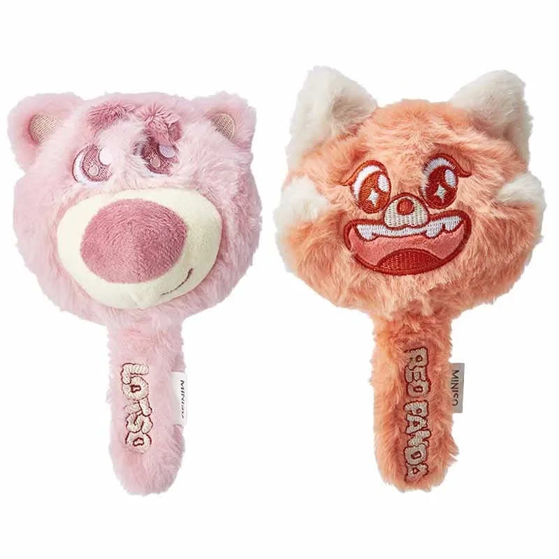 

MINISO Disney Anime Figures Turning Red Lotso Cartoon Cute Plush Makeup Mirror Portable Small Handheld Mirror Girl Gift