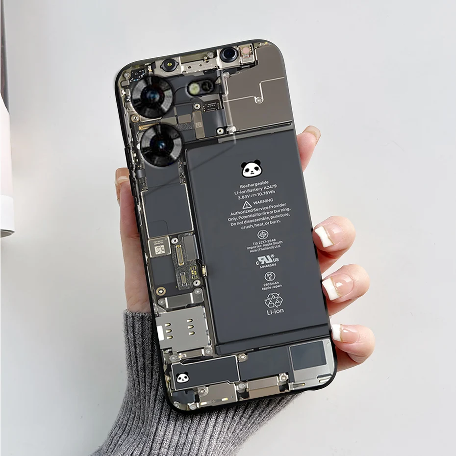 Stylish Black Silicone Phone Case with Pattern - Slim and Soft  Cover