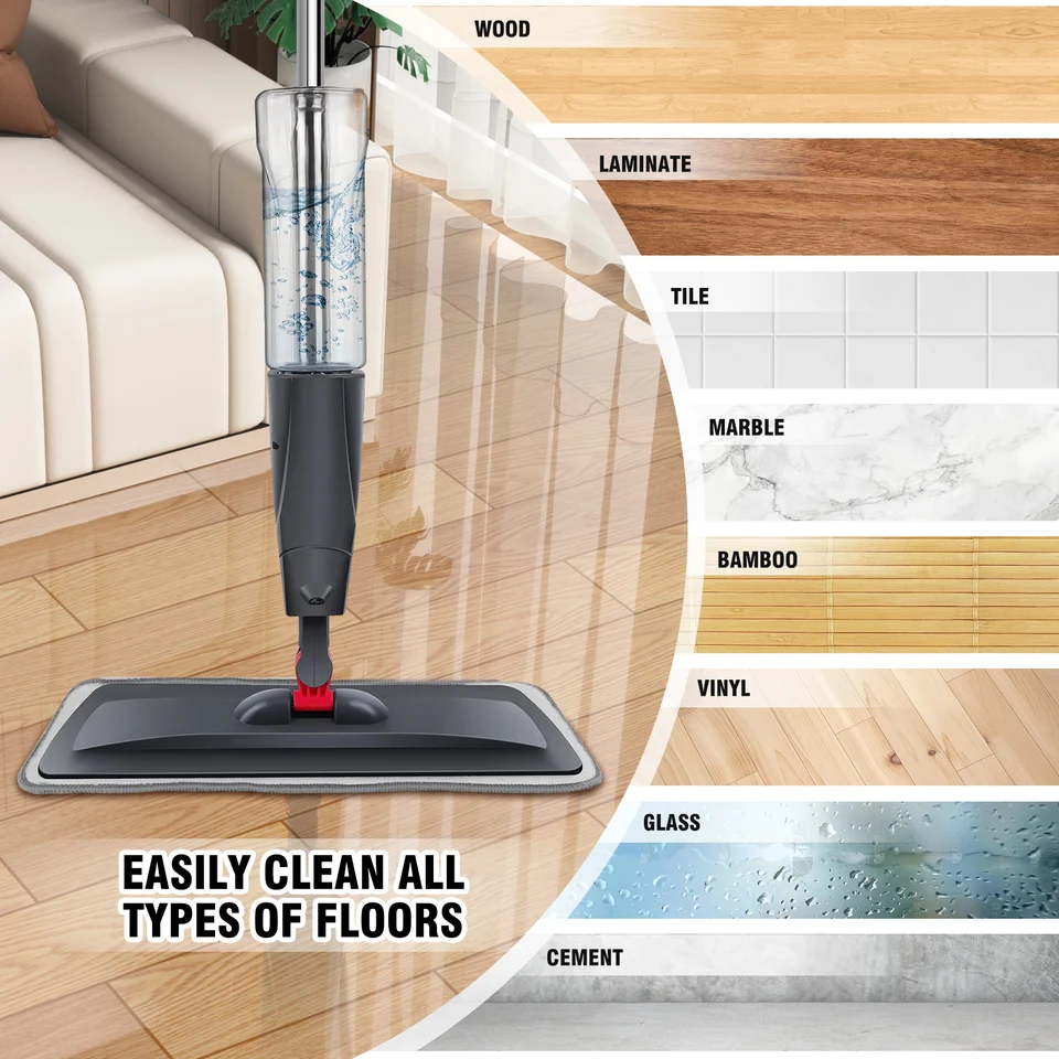 360 Degree Spray Floor Mop with Microfiber Pads