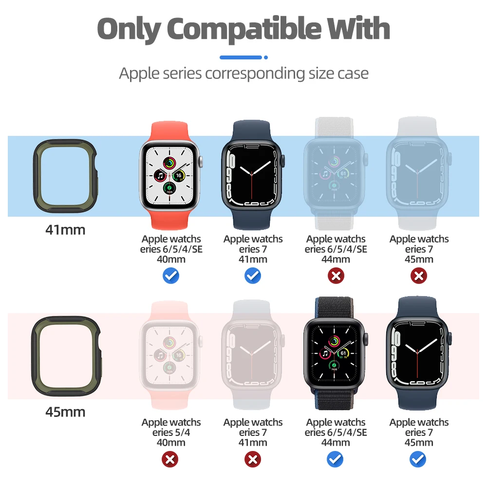 Case + Strap for Apple Watch Series 7 6 5 4 SE 45mm 41mm 44mm 40mm Screen Protector CoverBracelet iWatch Accessories