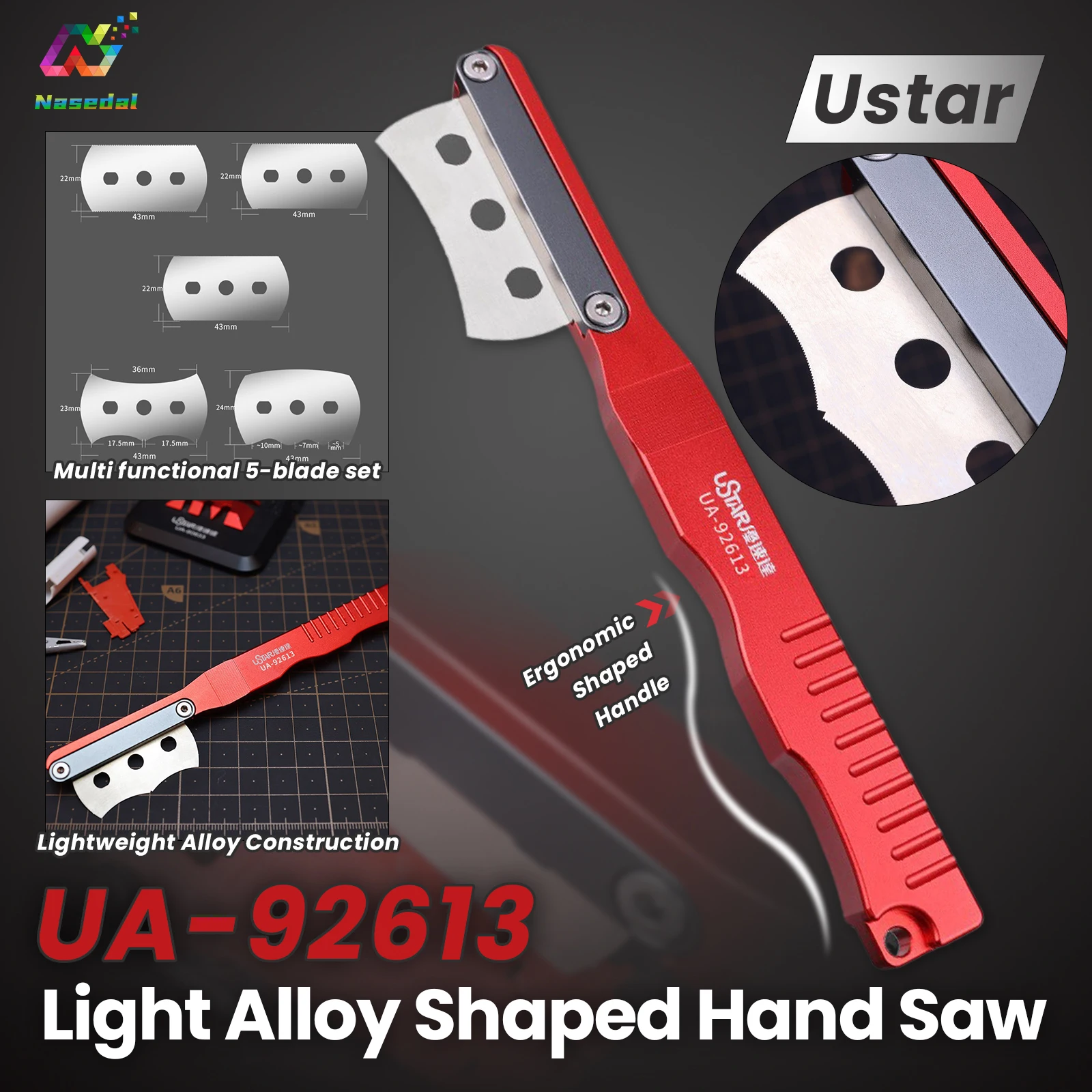 Ustar UA-92613 Light Alloy Hobby Saw 5 Saw Blades Tool Set Cutters for Gundam Model Cutting Tools Model DIY Building Tools