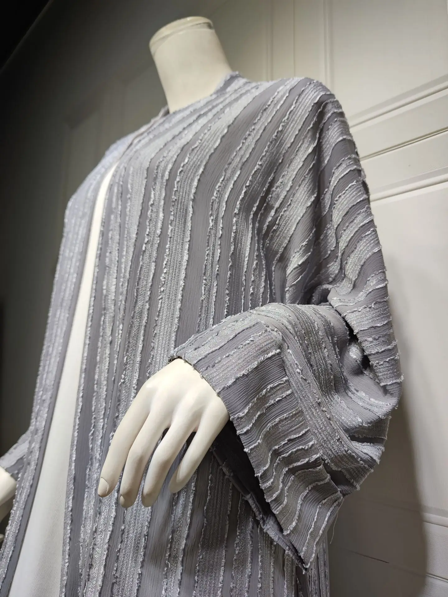Siskakia Fashion Muslim Kimono Abaya Solid Striped Retro Ethnic Cardigan Robe Dubai Middle Eastern Saudi Arabia Eid Clothes 2022