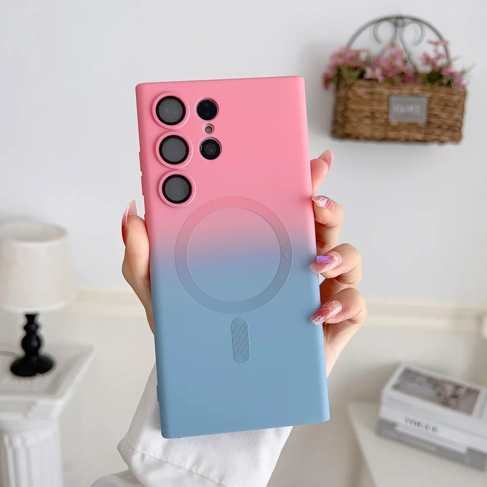 Weiche Silikonhülle mit Farbverlauf für Samsung Galaxy S23 S22 S21 Plus Note20 Ultra Lens All-Inclusive-Hüllen schützen die Rückseite_voghion.com