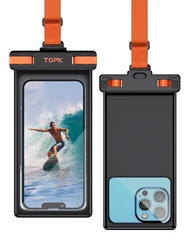 Waterproof Phone Pouch - IPX8 Underwater Screen Touchable Case for Devices Up to 7 Inches (Orange)