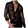 Fashion Korean Social Clothes Male Spring And Summer Sexy Thin See Through Shirt Hawaiian Shirts Men Advanced Breathable Trendy 3