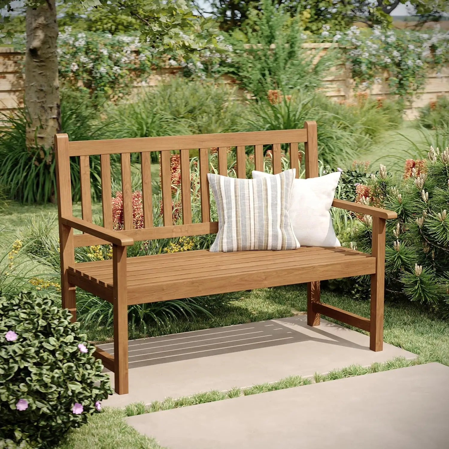 

Wooden Bench for Indoor and Outdoor Patio, Sofa Stool, Double Lounger for Garden, Patio, Porch