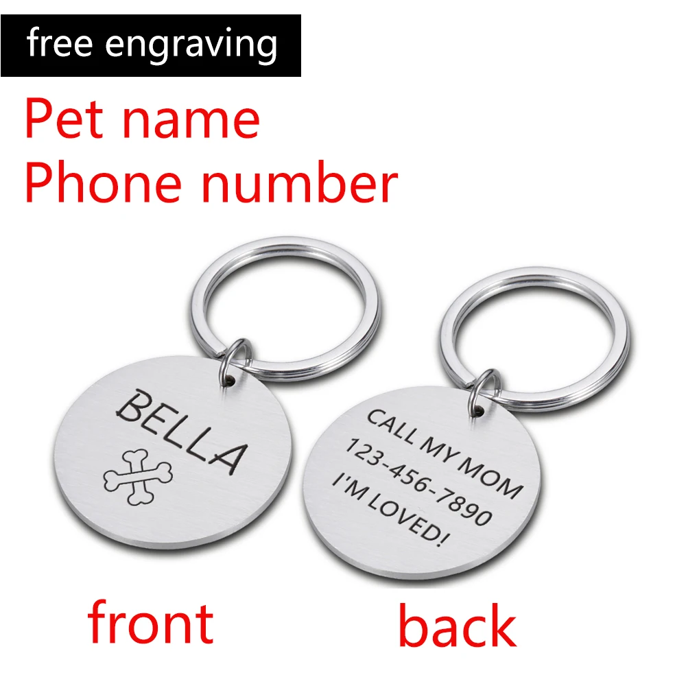 Double-side Customized Name Address Tags Pet Dog Tags Cat Collar Accessories Pet ID Dog Tags Collars Stainless Steel Cat Tag shock collar for small dogs Dog Collars