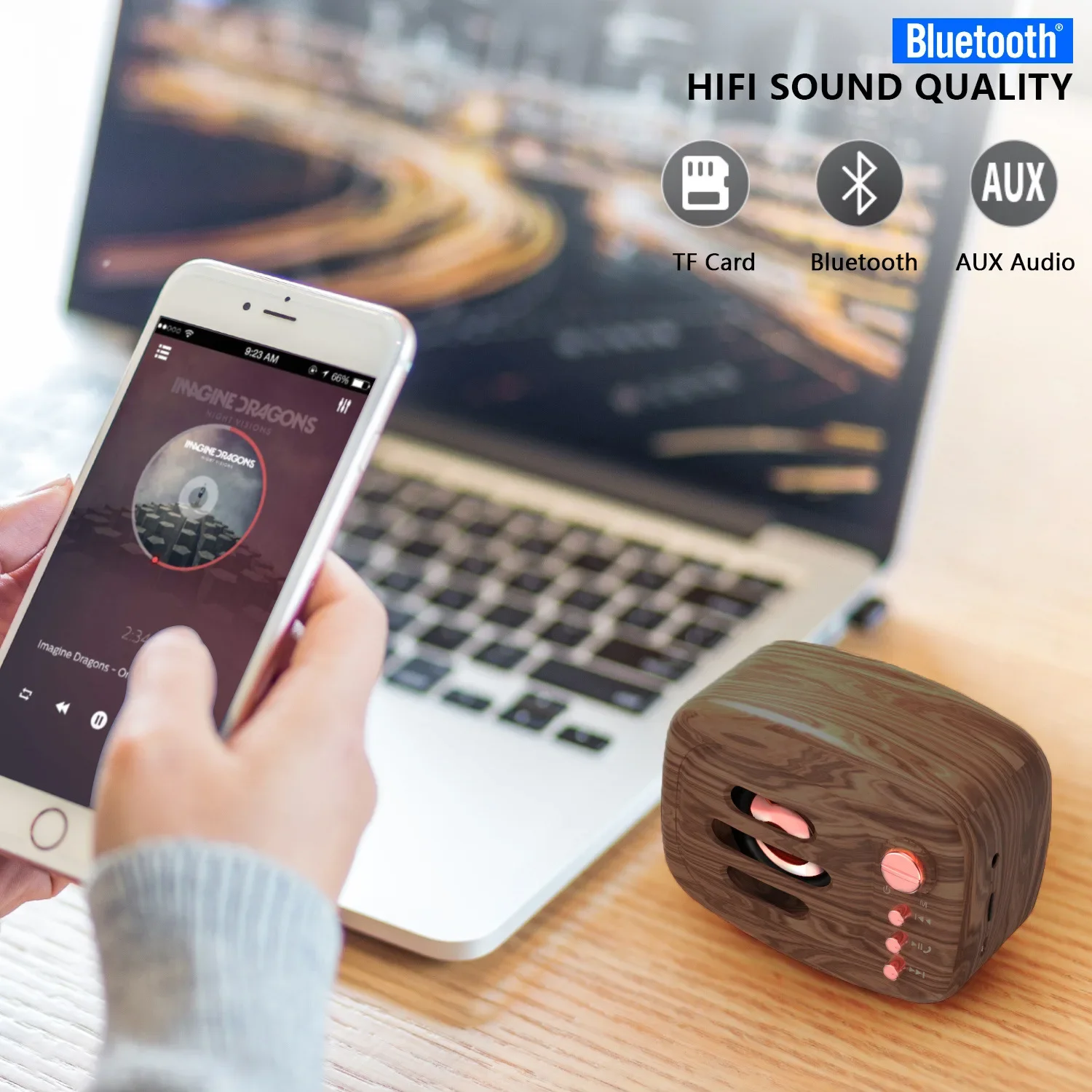 Mini Retro Bluetooth Speaker BT TF Card AUX Four Play Modes Noise Reduction Hands-free Calling Wireless Stereo Music Player 3