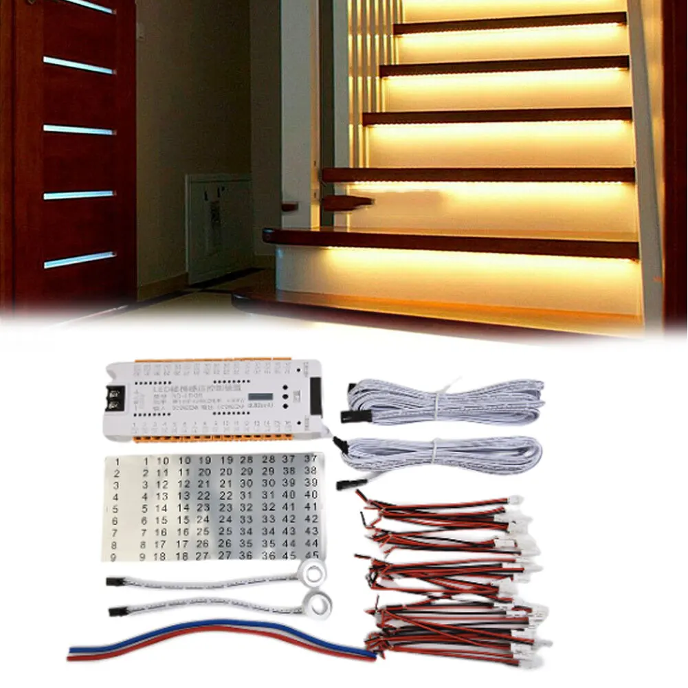 

32 Channel Stair LED PIR Motion Sensor Controller Dimming Light Strip Automatic Indoor Stairway Ladder Night Lights DC12V 24V