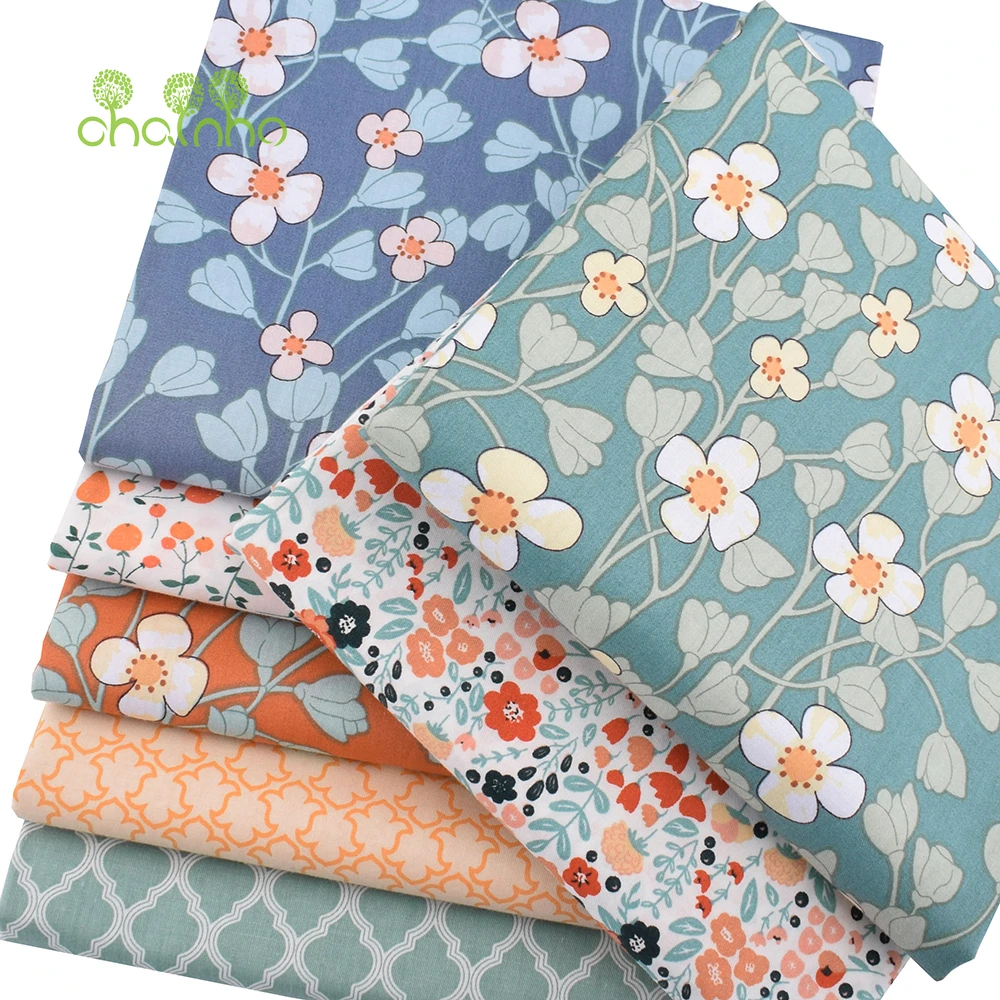 Chainho,Floral Series Printed Twill Cotton Fabric,Patchwork Clothes,DIY Sewing Quilting Home Textiles Material For Baby&Children