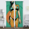 Anti-mosquito Curtains 2 Pieces Abstract Sexy Girl Blackout Curtains for Camera Window Curtain Tulle for Bedroom Blinds Kitchen 2