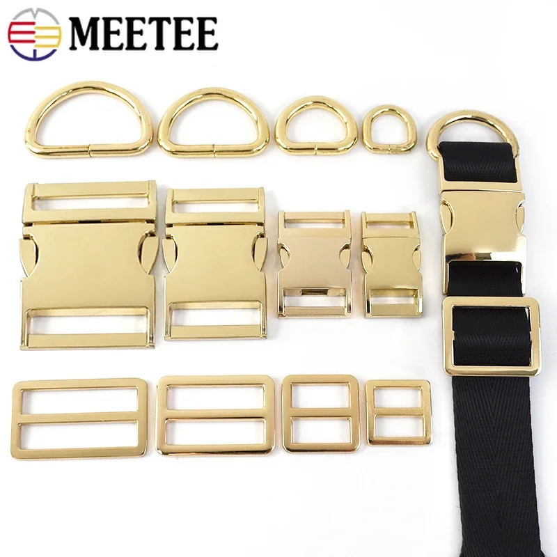 

1/2Sets 15-38mm Metal Release Buckles Tri Glide D Ring Adjust Clasp Bag Strap Dog Collar Belt Hook DIY Hardware Accessories