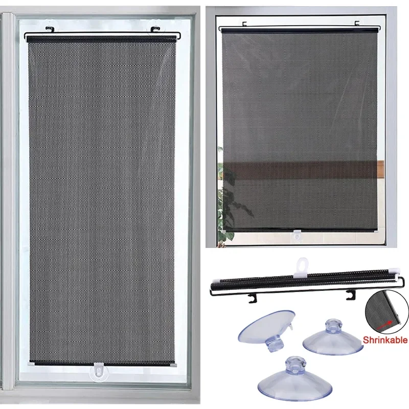 Blackout Blind Sunshade Roller Blinds Suction Cup Blackout Curtains Bedroom  Kitchen Sun Protection Portable Lightweight Drape