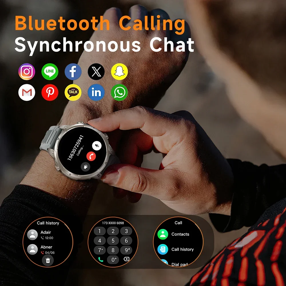 Luxury Military GPS Men Smartwatch Wrist Fitness Clock BT Call 1ATM Waterproof Sports Smart Watches for Android IOS Phones 2026