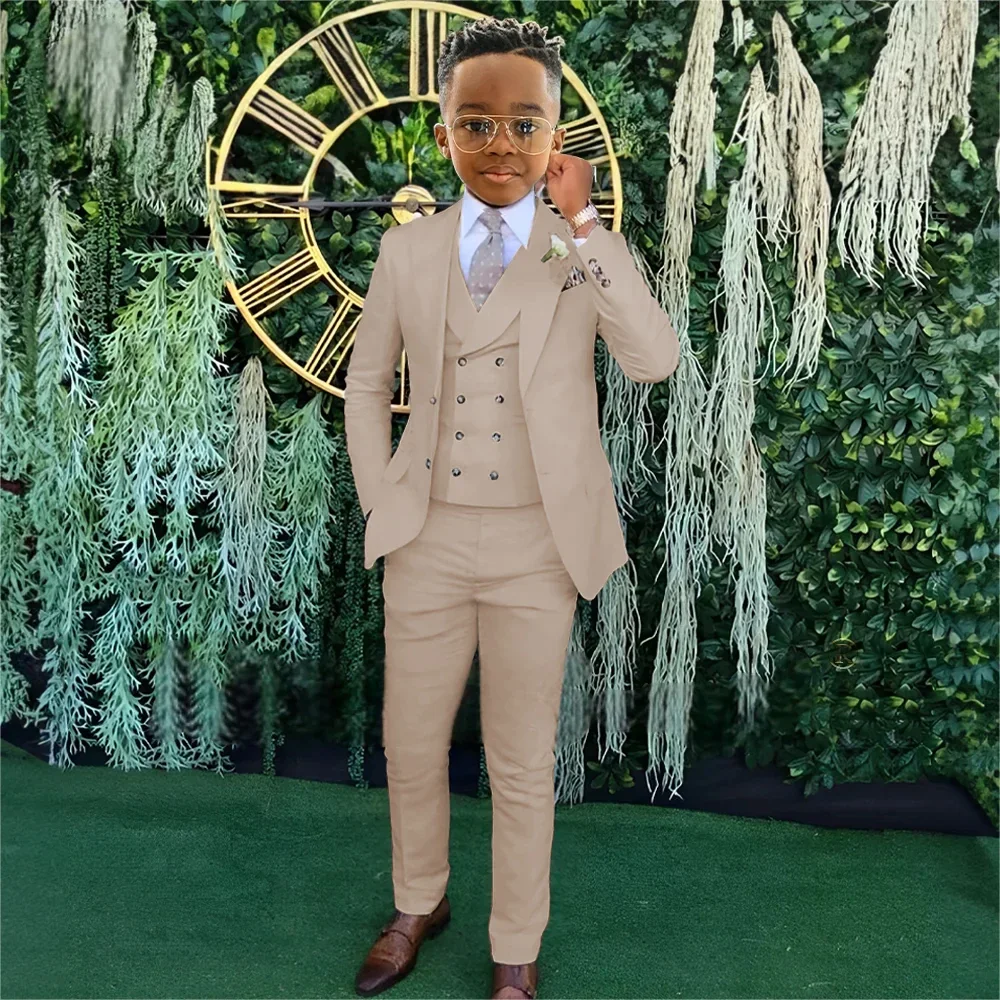 Boys Wedding Suit Formal Tuxedo 3-piece Suit Suitable For 2-16 Year Old Boys Customized Dinner Ceremony Tuxedo Suit