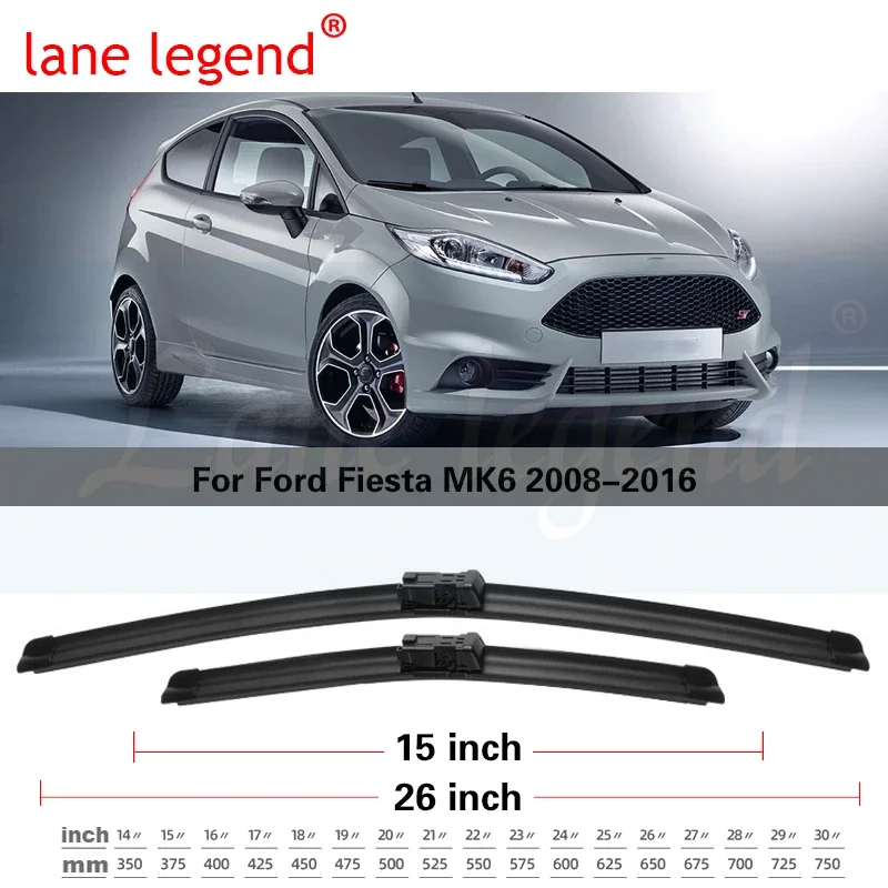 Tergicristallo Anteriore E Posteriore Per Ford Fiesta MK6 (2008-2016) - Set Completo 26+15+12 Cm - Foto 4