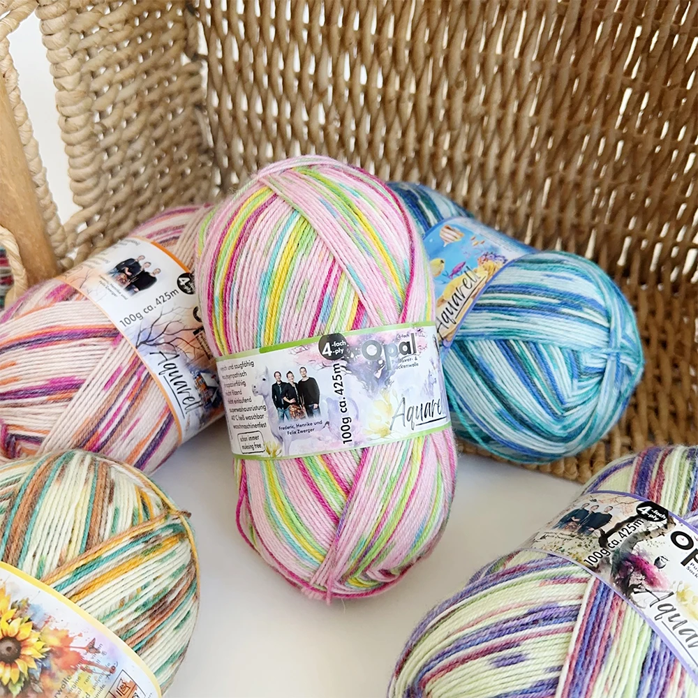 100g Opal Aquarell 4ply Sock Yarn, 75% Wool 25% Polyamide Space Dyed Colourful Yarn, Fluffy Breathable for Sock, Sweater & Hats 2