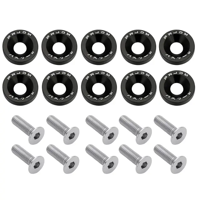 Red 20x Universal JDM Billet Fender/Bumper Washer/Bolt Engine Bay Dress Up Kit - Foto 11