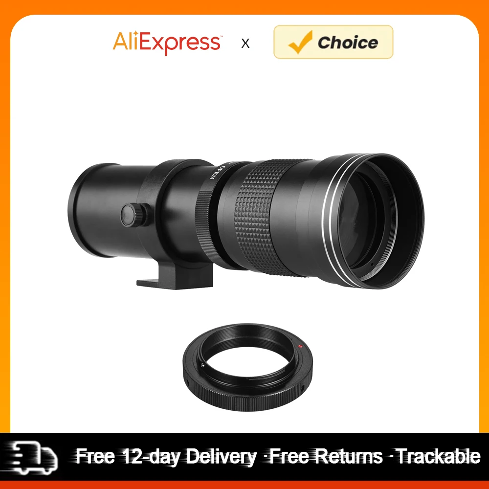 Andoer Camera MF Super Telezoom Lens F/8.3-16 420-800mm T2 Mount met AI-mount Adapterring