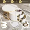 Modern 27.6-inch nested coffee table 2-piece set, circular coffee table with 2 drawers 4