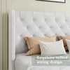 Full Size Bed Frame with Velvet Tufted Headboard, Curved Wingback Design, Wooden Slats Support, Upholstered Bed Frame 5