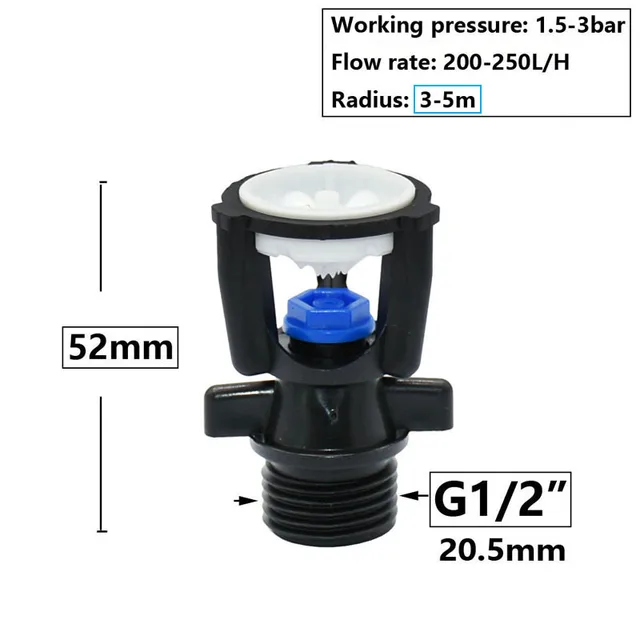 360 Degree Rotating Jet Sprinklers Double Outlet Rocker Nozzles1/2" Male Thread For Garden Farm Lawn Irrigation 4