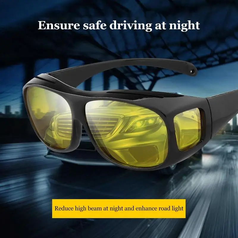 Anti Glare Glasses Night Driving Fit Over Glasses Polarized Sports Sunglasses Yellow Lenses Night Vision For Ride Driving Travel