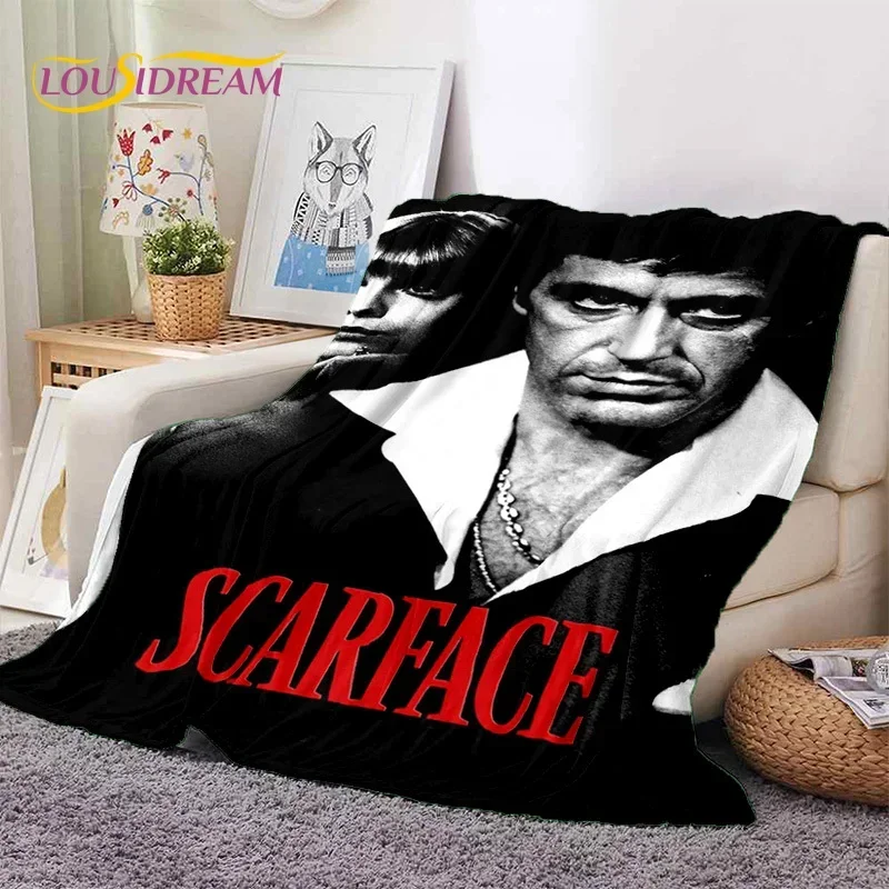 Scarface Tony 3D Printing Movie Soft Blankets,Keep Warm Throw Blanket Comfortable Blanket for Picnic Beds Sofa Home Bedroom Gift 4