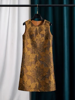 2026 Summer Women Jacquard Dress Sleeveless Round Neck Elegant Party Dress for Petite, Luxury Evening Tank Dress 1