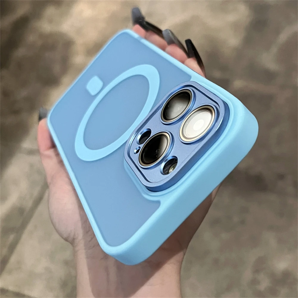 Matte Magnetic Phone Case with Wireless Charge and Camera Protector Bumper Cover