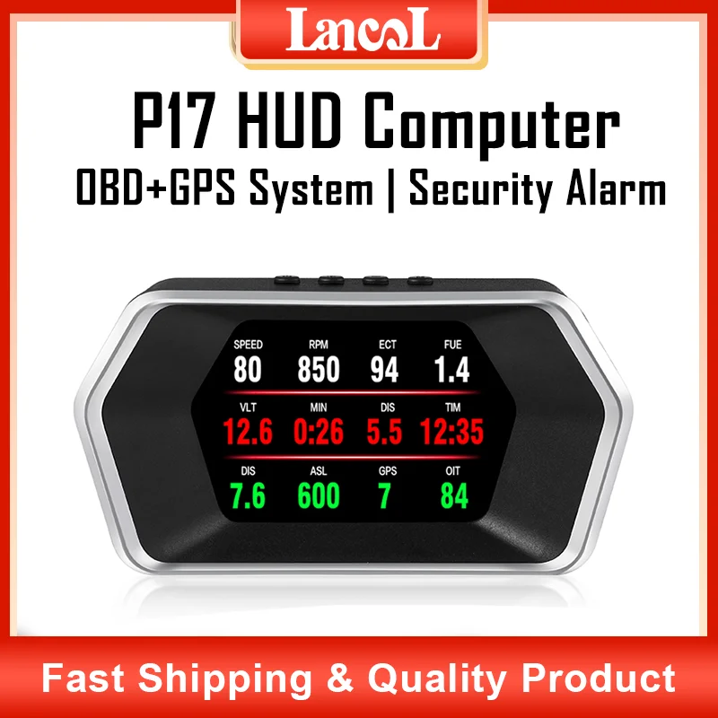 P17 Car Head Up Display Hud Display Obd2 Gps Dual System Car Gauge
