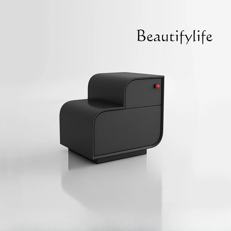 

Bedside Creative High-End Exquisite Master Bedroom Storage Box New Solid Wood Black Bedside Table