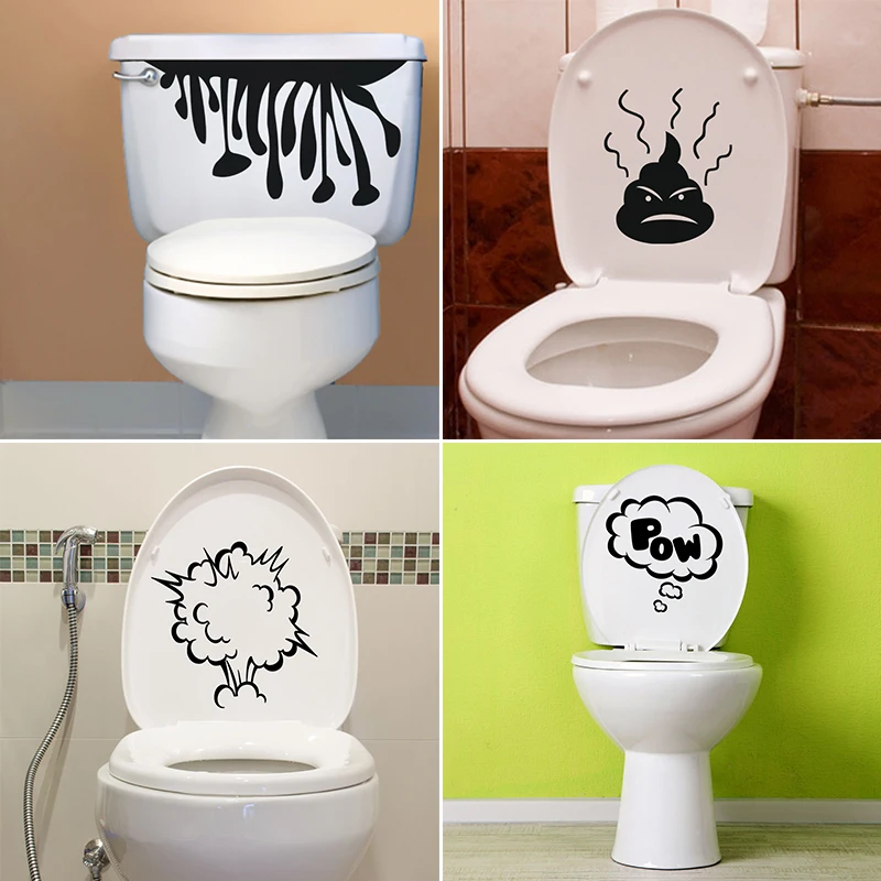 T608 # Angry Man Toilet Stickers Cartoon Child Urination Toilet Coperchio Wc Door Sticker Rimovibile Autoadesivo Decor