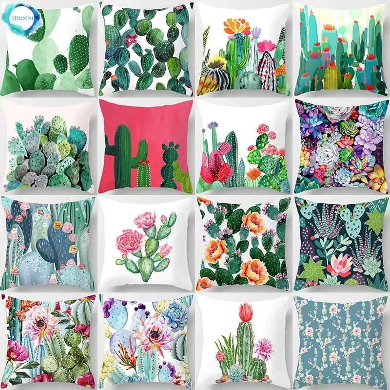 

Cactus Plants Pattern 45*45cm Cushions Pillowcase Polyester Cushion Cover Throw Pillow Chairs Sofa Decoration Pillowcover