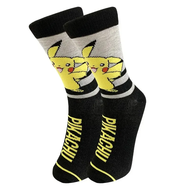 Pokemon Anime Series Medium Socks Cartoon Pikachu Gengar Eevee Cute Trend Long Socks Sweat Absorption Odorproof Children Gifts