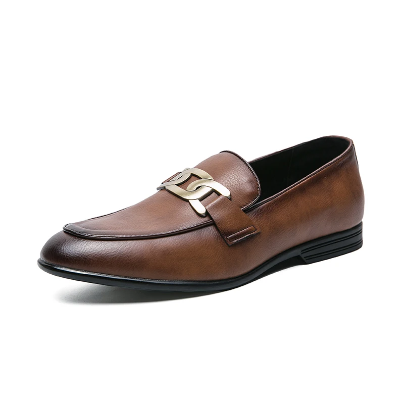 Italian Fashion Leather Shoes Moccasins Men Casual Man Shoe Business Male Formal Pointed Fashion Wedding Black Skin leather shoes