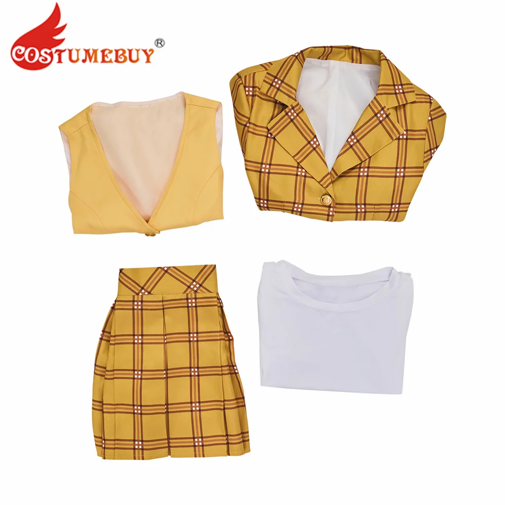 Cher Horowitz Cosplay Costume Women Girls Yellow Plaid Suit