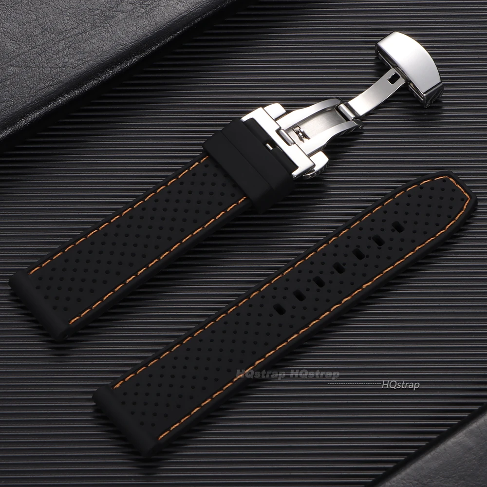 Silicone Sport Watch Strap with Butterfly Buckle - Breathable Waterproof Wristband